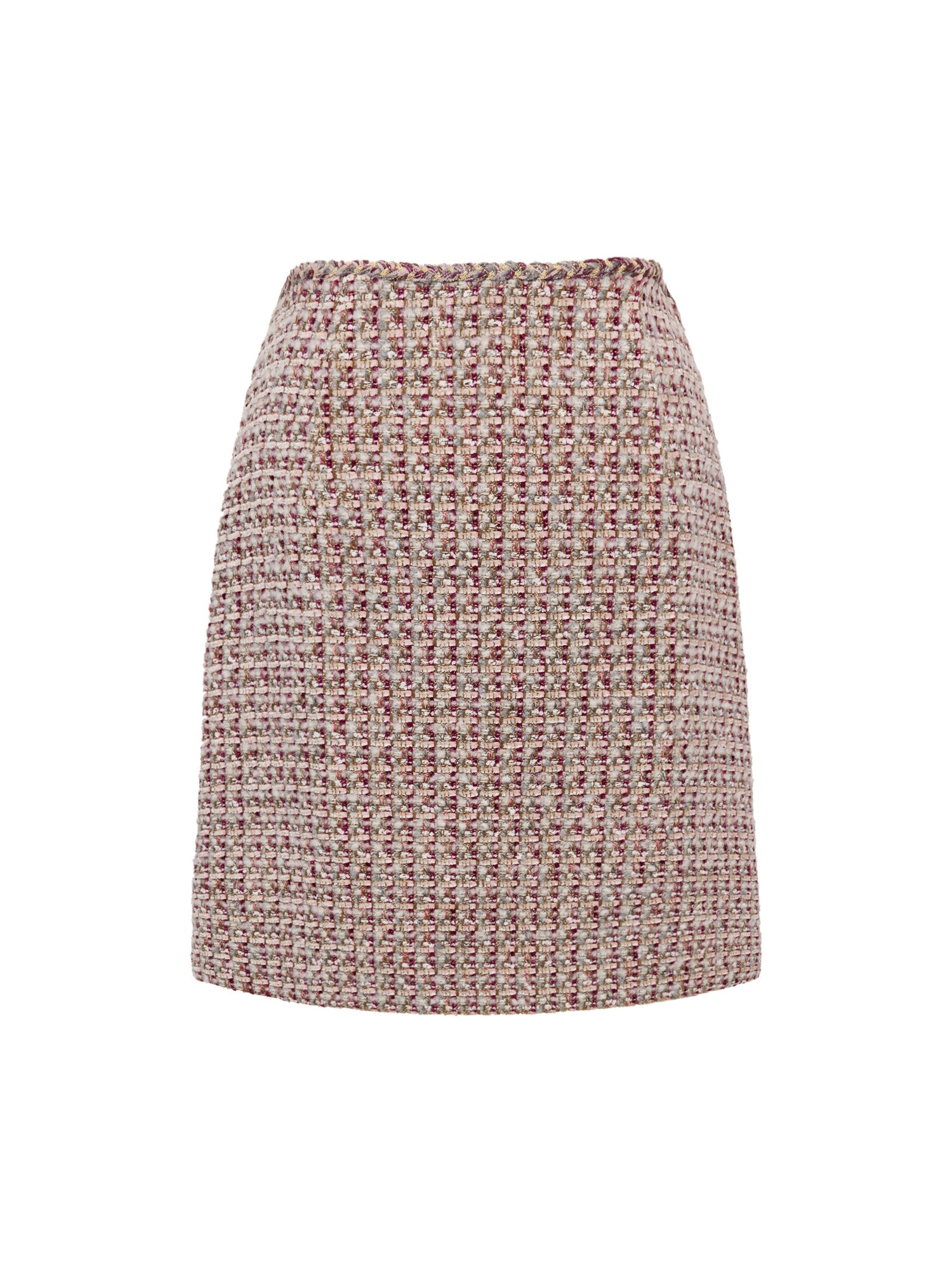 Tweed High-Waist Tweed-Style Skirt | Wine Red
