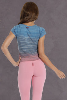 Women | Short Sleeve Crossover Shoulder Baby Tee | Rainbow Horizon 91