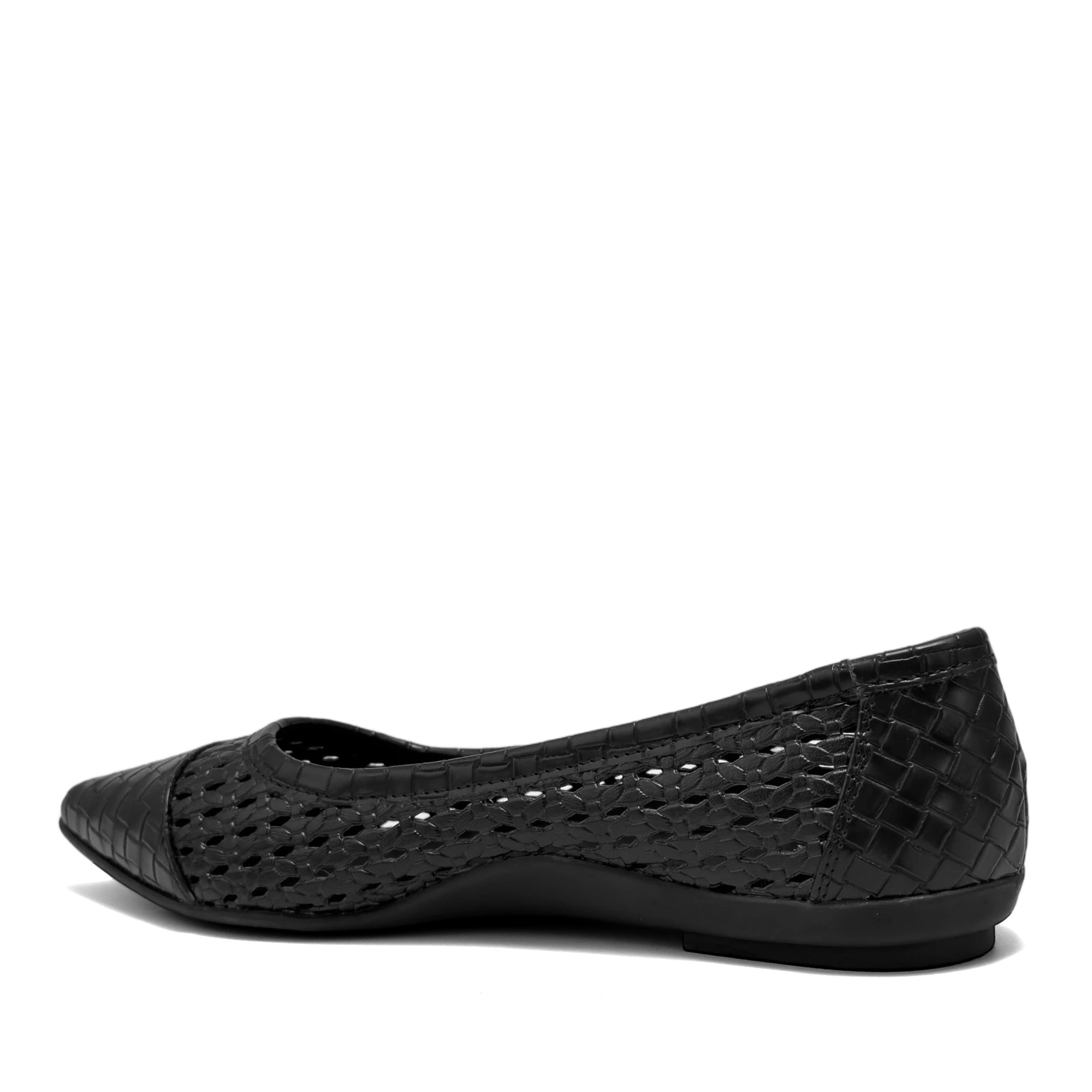 Dala Casual Flat | Black Faux Open Weave