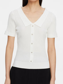Ribbed Knit Top | White