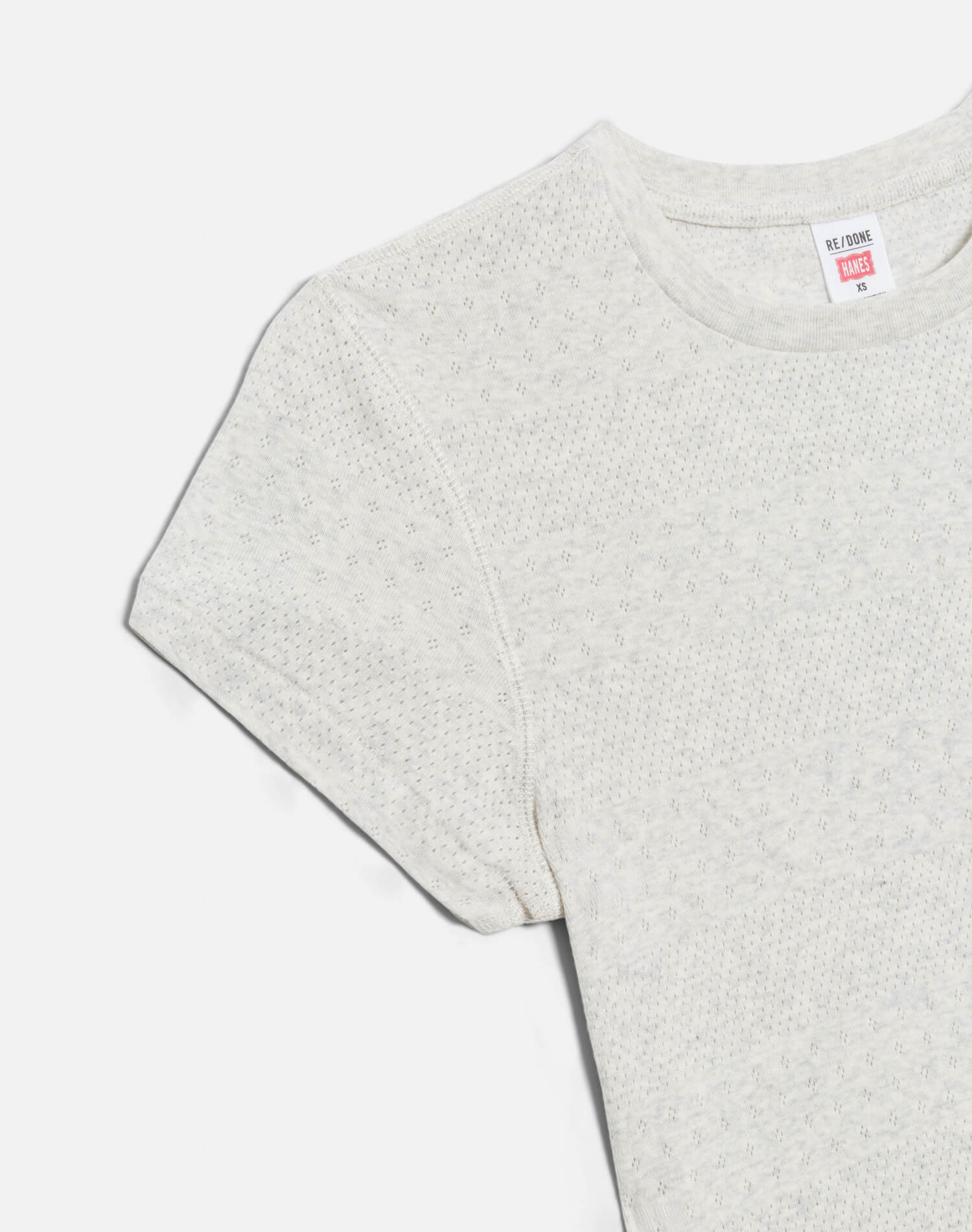 Womens | Hanes Pointelle 90s Baby Tee | Heather Grey