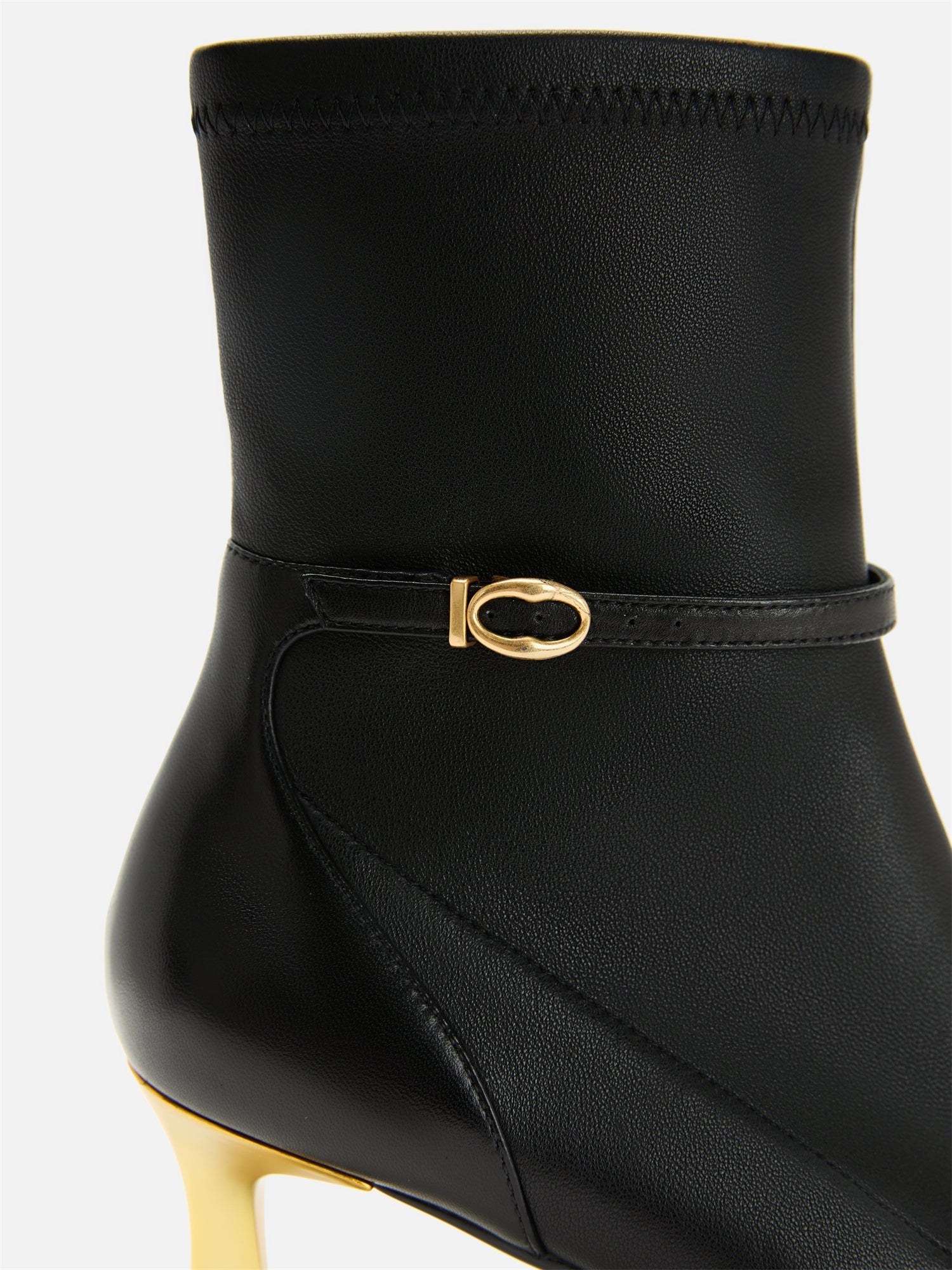 Stretch Lambskin Spliced Pointed Toe High-Heeled Ankle Boots | Black