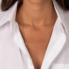 Diamond Sideway Bezel Triple Chain Necklace 14K - Adina's Jewels