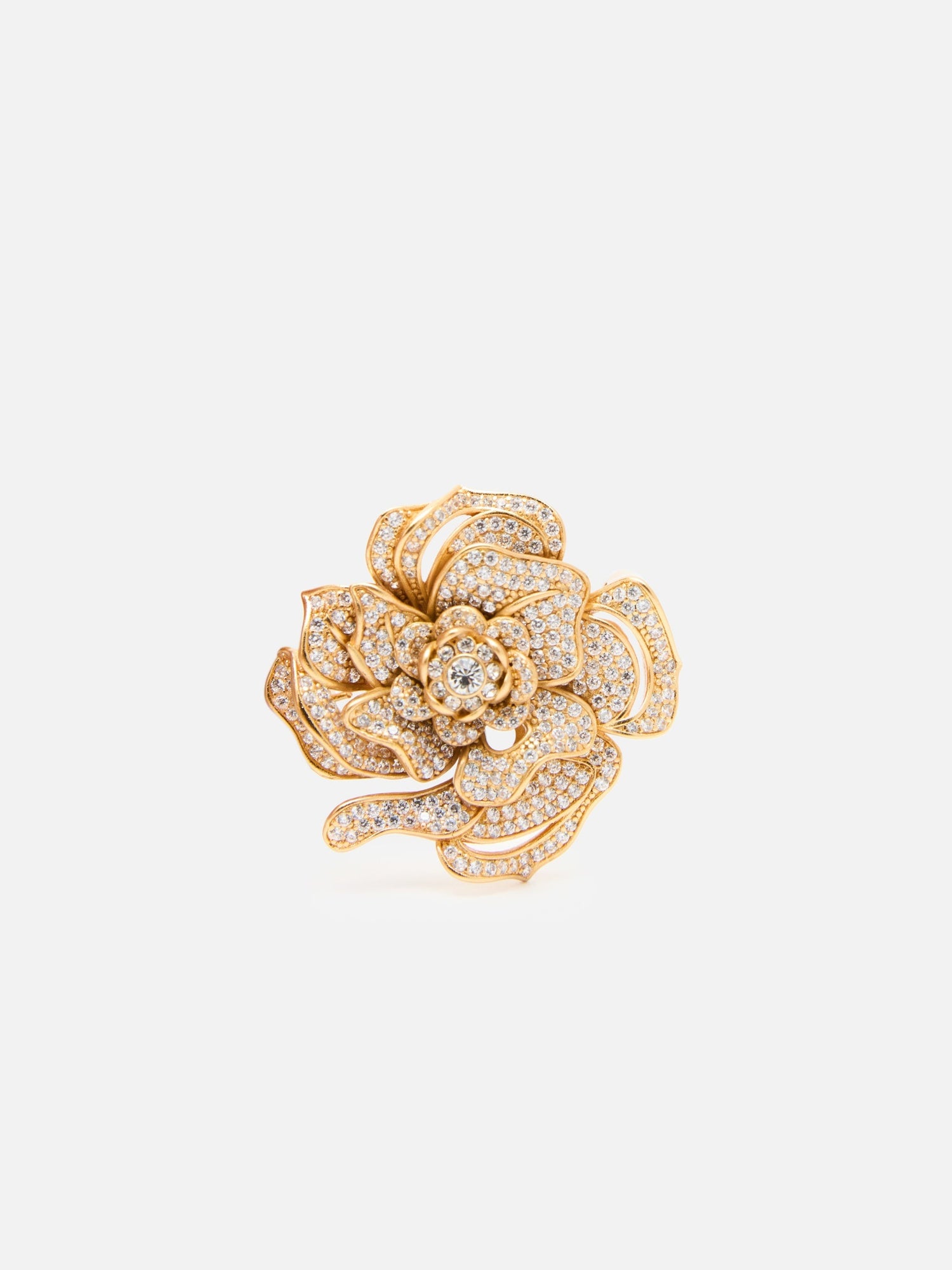 Peony Full Pave Zircon Brooch | Copper/Zircon
