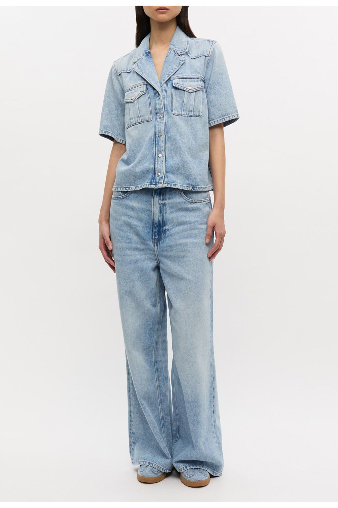 08 Denim Raw Edge Sneakers | Light Blue Vintage