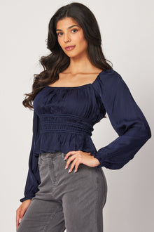 Smocked Bodice Top - Midnight Royal