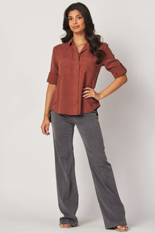 Split Back Button Down - Autumn Amber