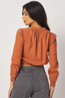 Long Sleeve Elastic Waist Top - Spiced Cinnamon