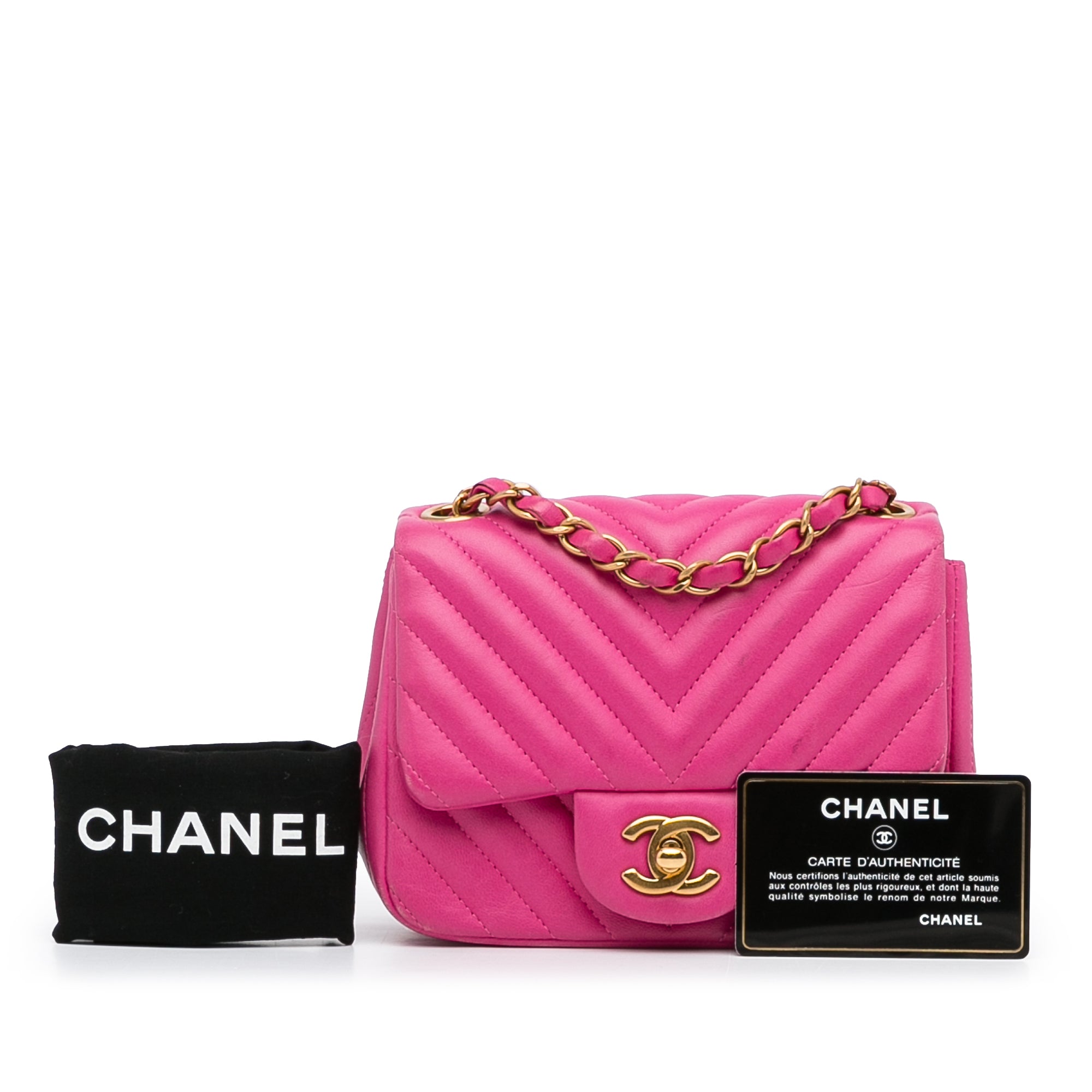 Chanel Pre-Owned Mini Square Classic Chevron Lambskin Flap | Women | Pink