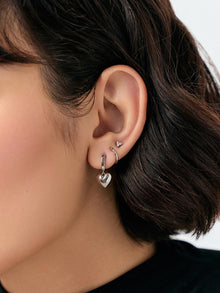 Ana Luisa Jewelry Earrings Drop Puffed Heart Hoops Jessica Silver Rhodium