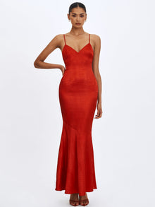 Kelsey Croc-Embossed Flared Hem Maxi Dress with Scarf | Scarlet