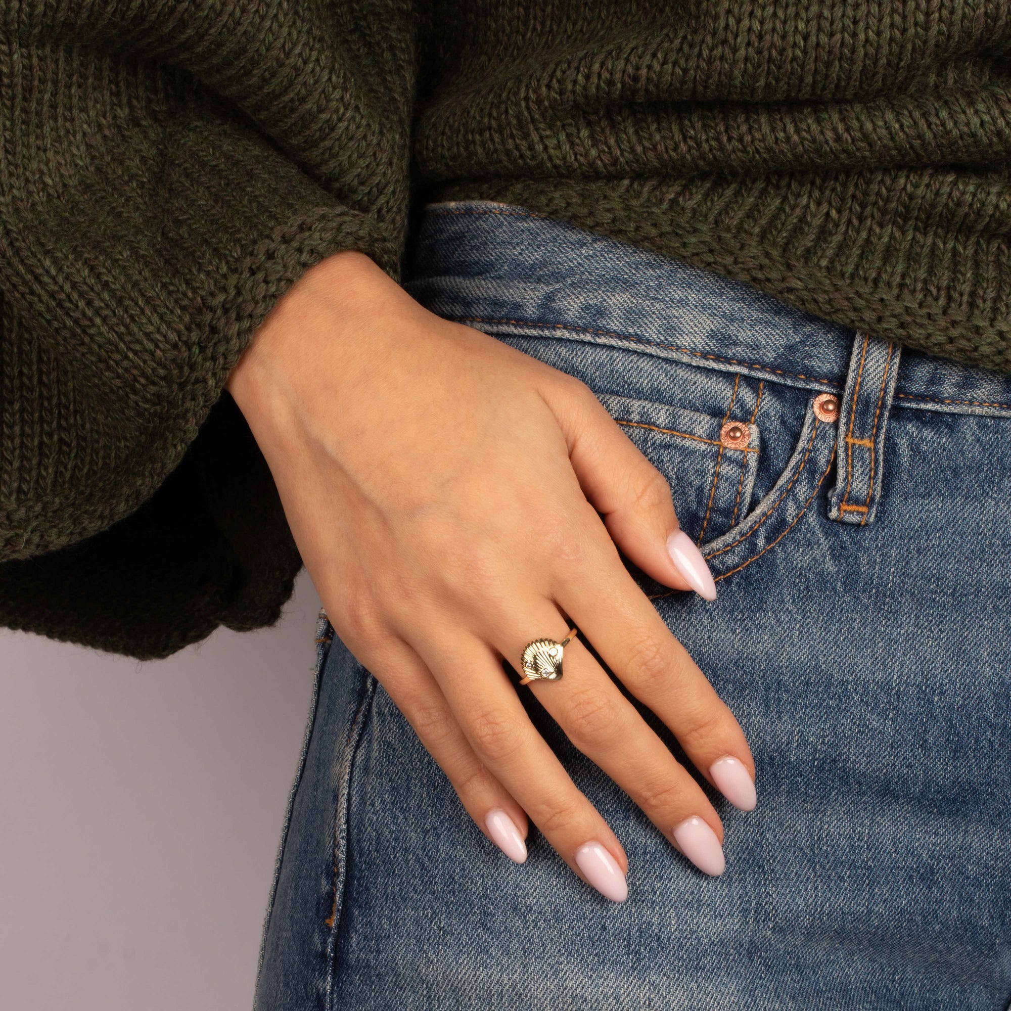 CZ Shell Ring - Adina's Jewels