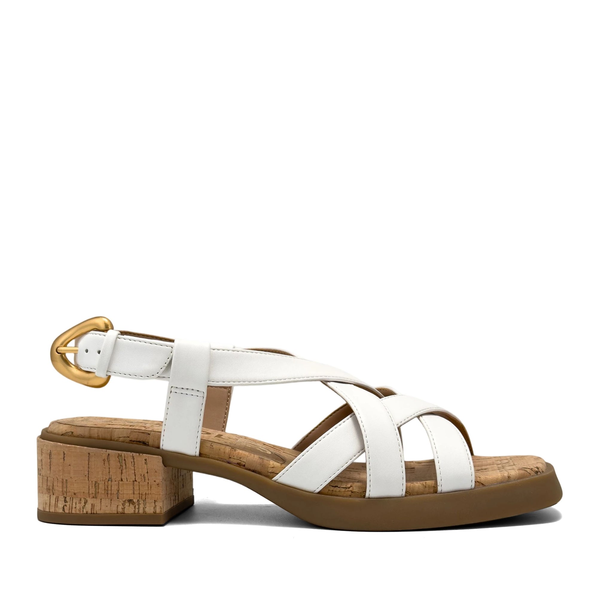 Daily Sandal Block Heel | Bright White Faux Nappa/Cork Heel