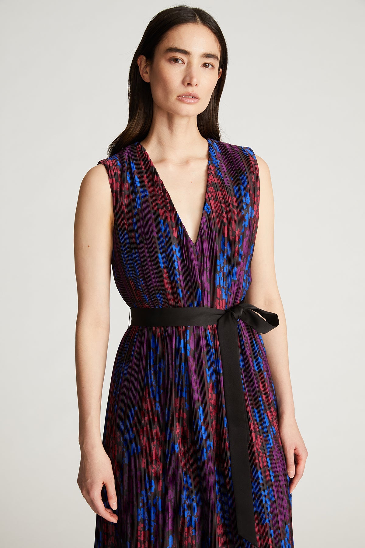 Halston | Kieran Dress In Printed Pleat | Multi Floral Print