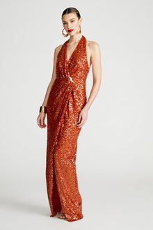 Halston | Svetlana Gown In Foil Sequin | Rooibos