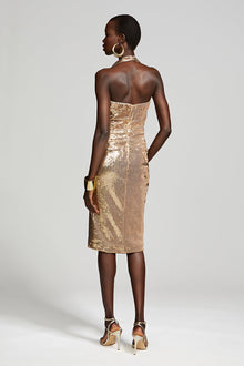 Halston | Sya Dress In Sequin | Light Gold