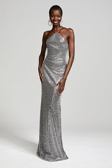 Halston | Yeva Gown In Crystal Sequin | Silver