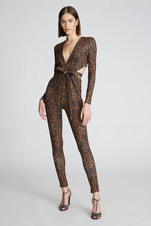 Halston | Jada Catsuit In Leopard Scuba | Leopard Print