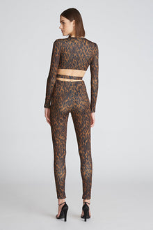 Halston | Jada Catsuit In Leopard Scuba | Leopard Print