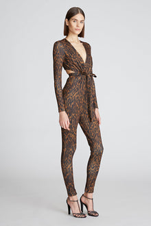 Halston | Jada Catsuit In Leopard Scuba | Leopard Print