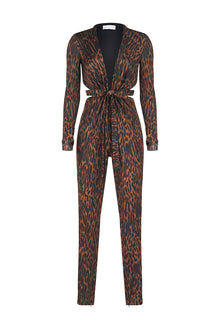 Halston | Jada Catsuit In Leopard Scuba | Leopard Print
