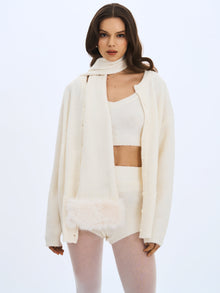Sera Wool-Blend Ribbed Knit Mini Shorts | White