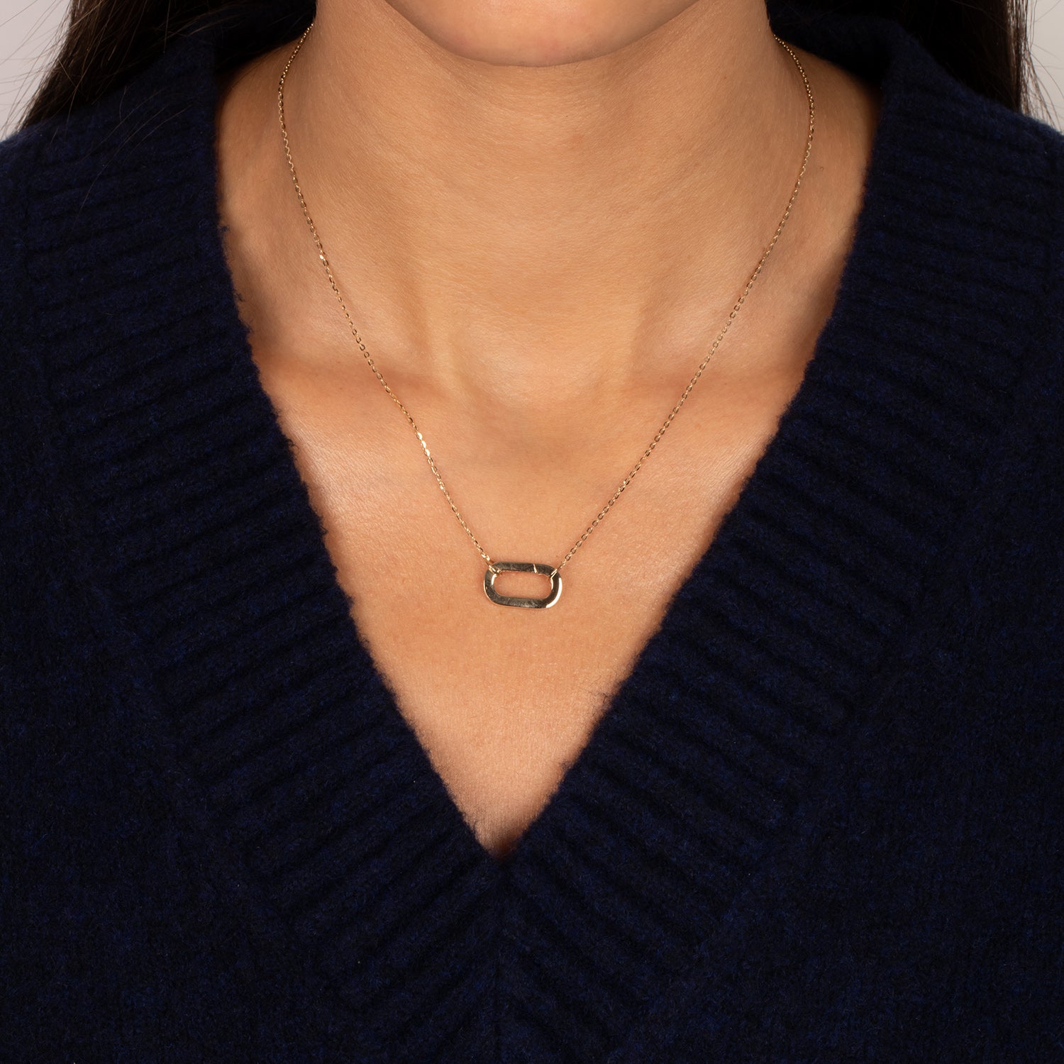 Chunky Paperclip Toggle Charm Necklace 14K | 14K Gold