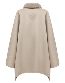Cape-Style Fur-Collar Cashmere Coat | Camel