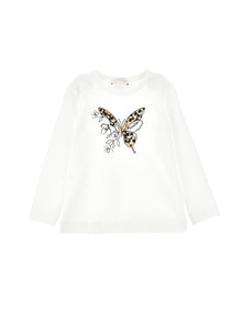 Girls | Jersey T-Shirt With Maxi Butterfly | Cream