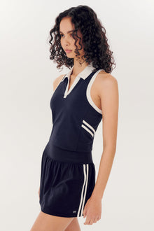 Splits59 | Austin Airweight Crop Polo | Indigo/White