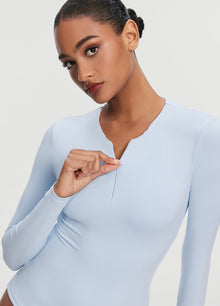 Quarter Zip Long Sleeve Top | Sky Blue