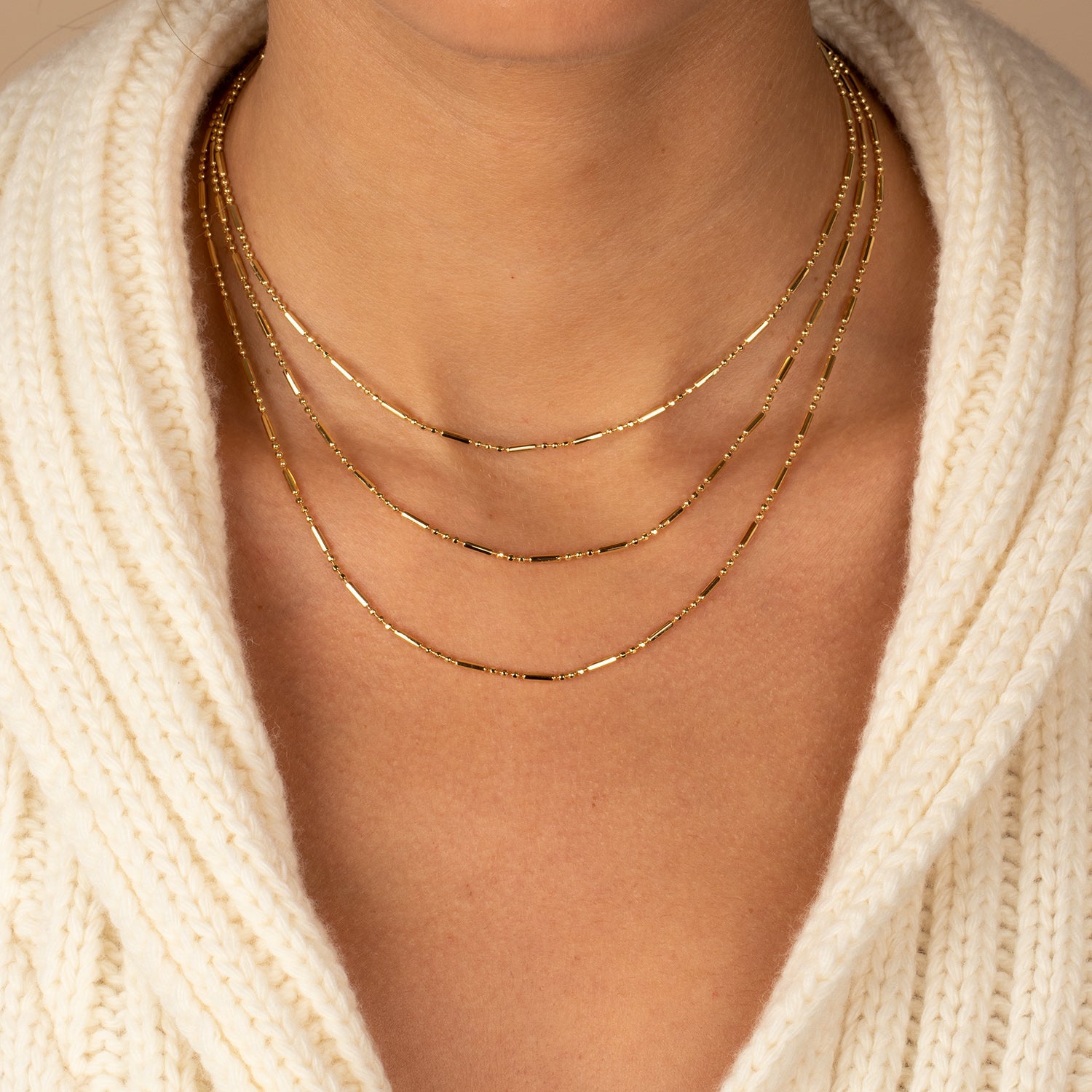 Solid Bar X Ball Chain Necklace - Adina's Jewels