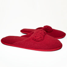 Cashmere Slippers With Flowers Accent | Red