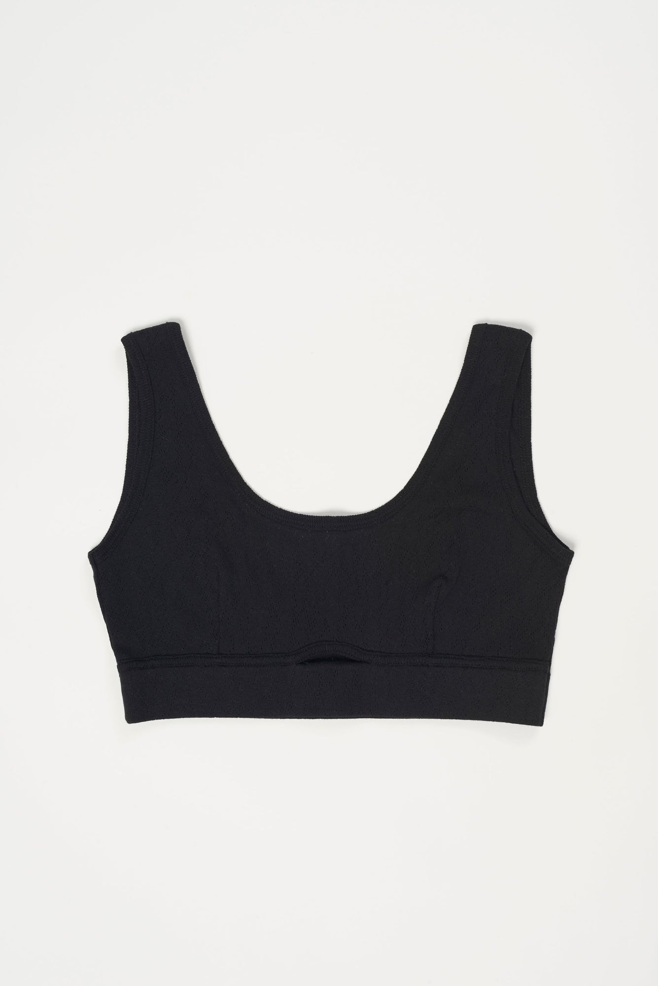 Pointelle Sporty Bra Top | Black