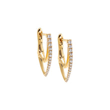 14K Gold Diamond Pave Double V Huggie Earring 14K - Adina's Jewels