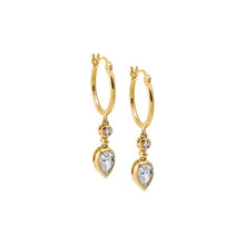 14K Gold Lab Grown Diamond Solitaire X Pear Bezel Drop Huggie Earring 14K - Adina's Jewels