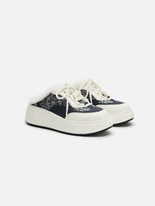 Platform Furry Slide | Navy
