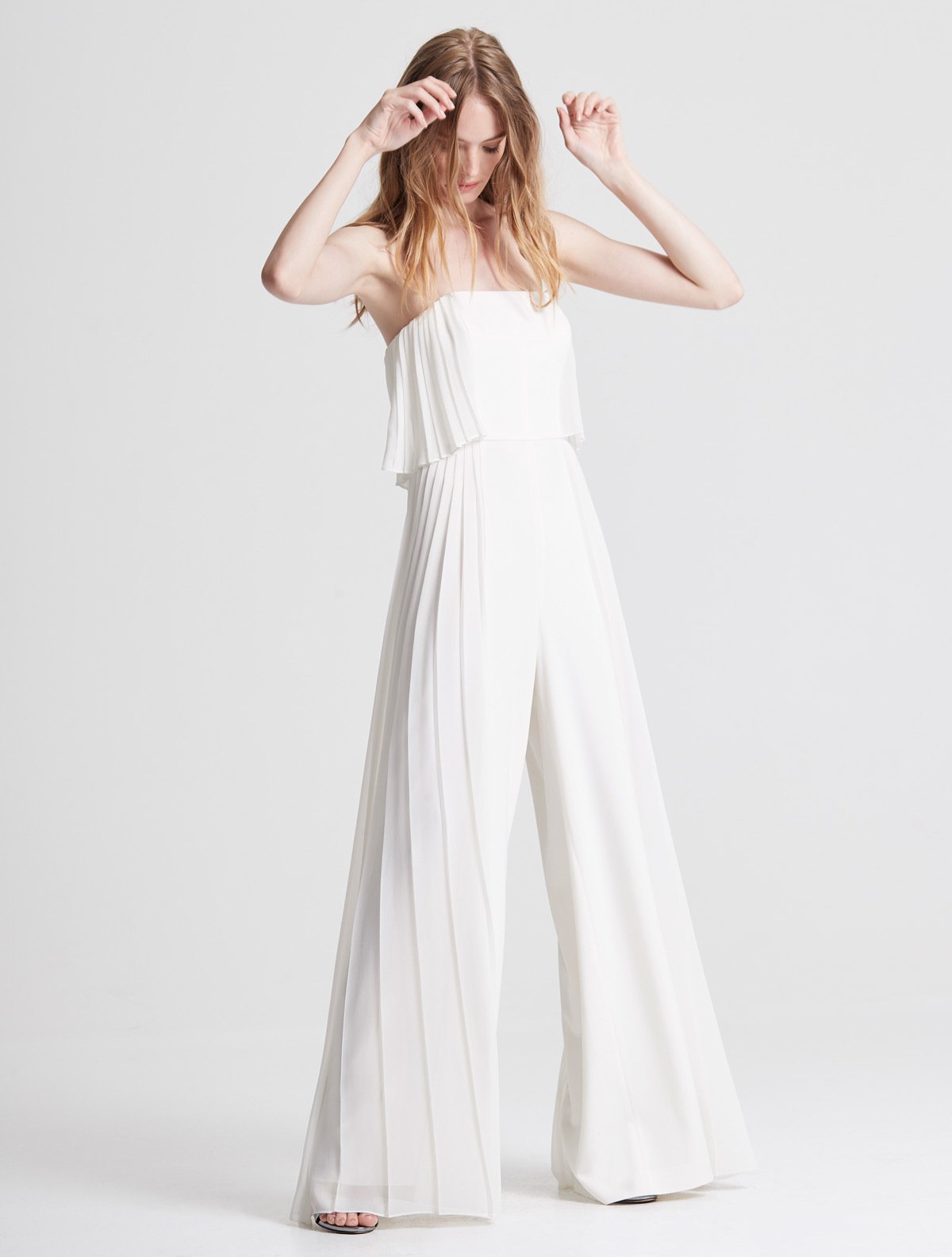 Strapless Pleated Jumpsuit - Halston