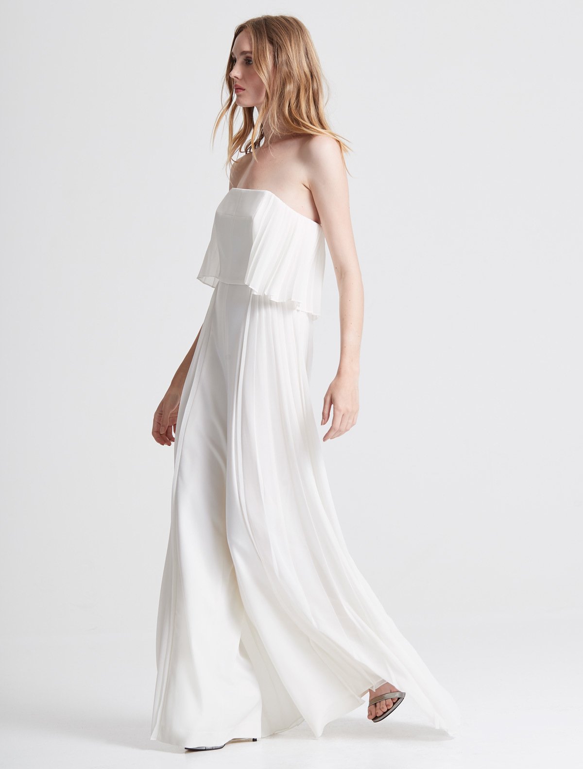 Strapless Pleated Jumpsuit - Halston