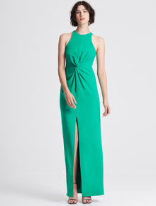 Twist Drape Detail Crepe Gown - Halston