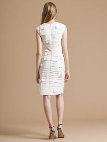 Cap Sleeve Strip Detail Ponte Knit Dress - Halston