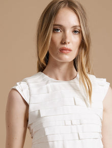 Cap Sleeve Strip Detail Ponte Knit Dress - Halston