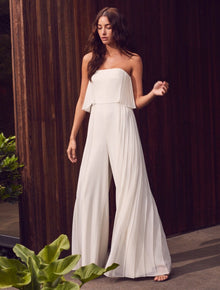 Strapless Pleated Jumpsuit - Halston