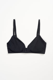 Nano Minimal V Wire Soft Cup Bra | Black