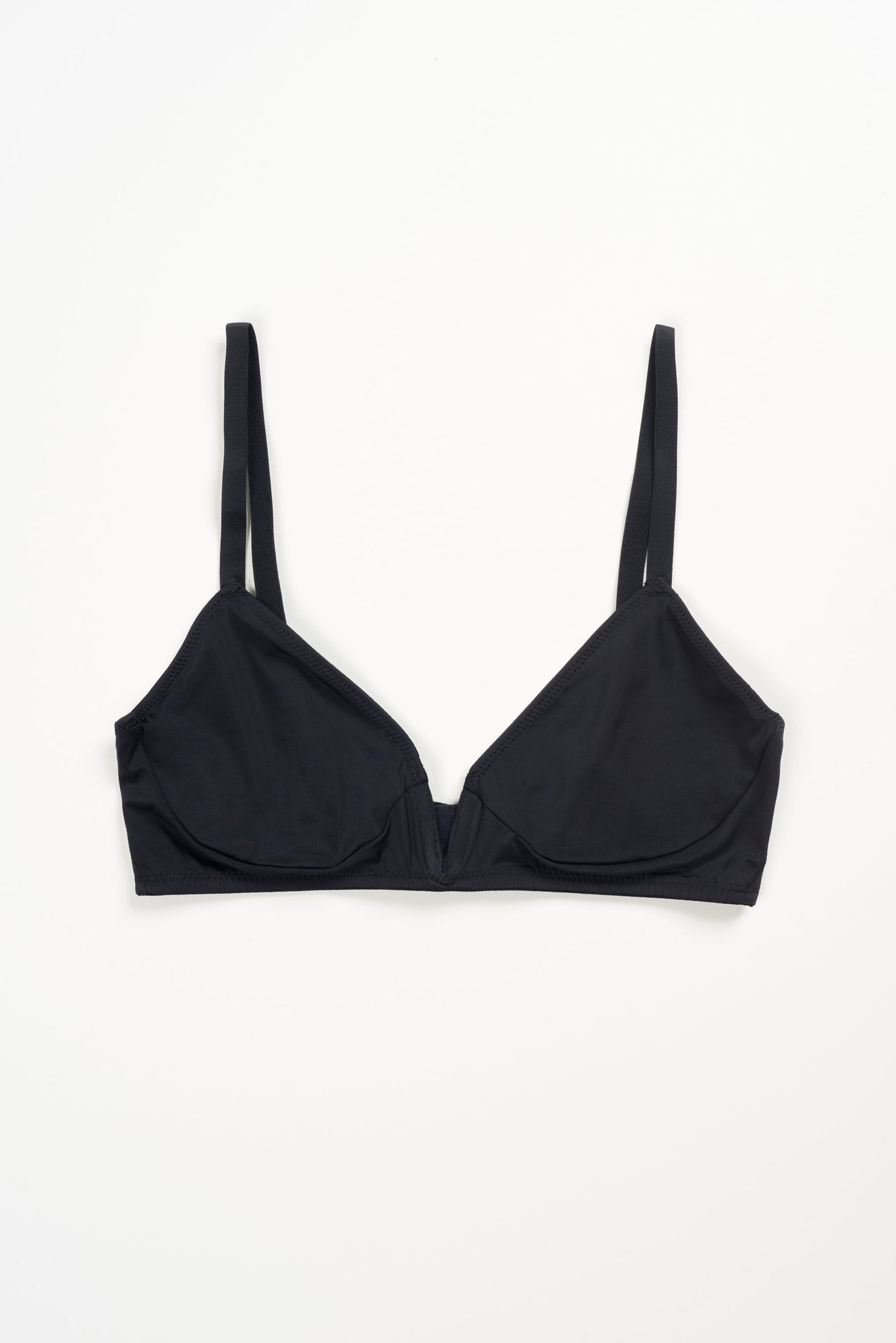 Nano Minimal V Wire Soft Cup Bra | Black