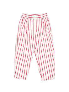 Girls | Comfy Alternate Stripe Trousers | White/Fuchsia