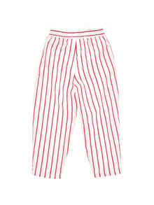 Girls | Comfy Alternate Stripe Trousers | White/Fuchsia
