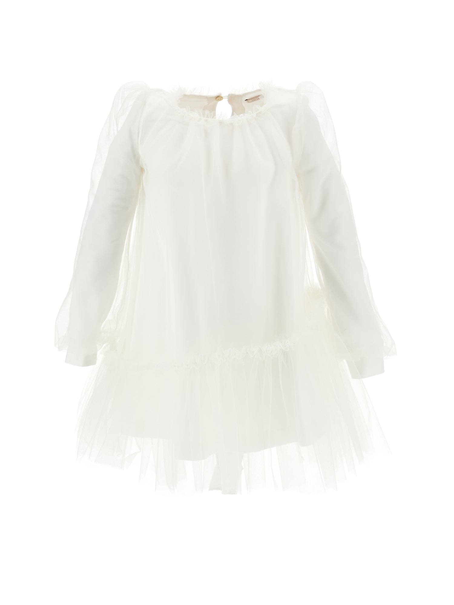 Girls | Tulle Dress With Blouse Sleeves | Cream