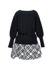 Girls | Tartan Mikado Dress | Black/Cream