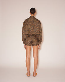 Womens | Mary Twill Silk Athletic Shorts | Brown Ocelot